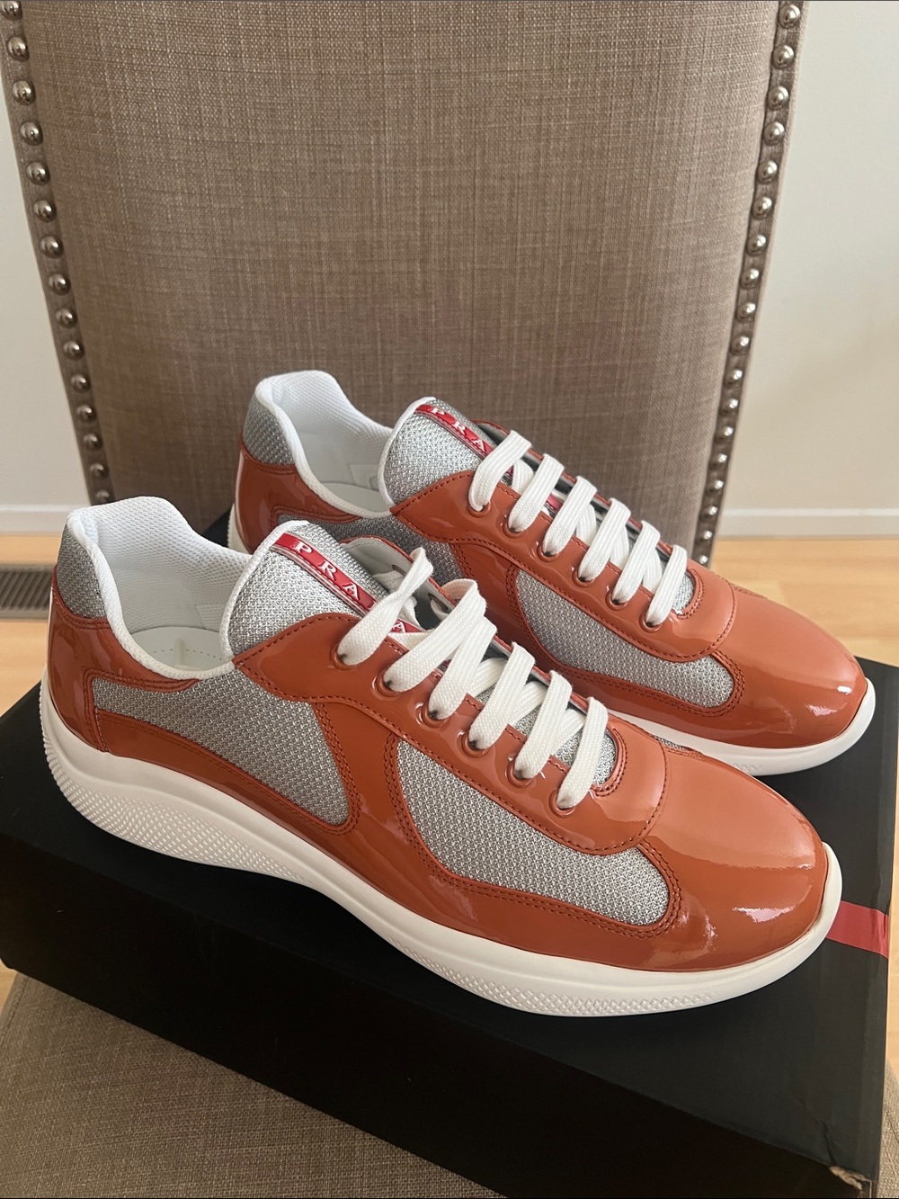 Men’s Prada America’s Cup Patent Leather Sneakers - Picture 2 of 12